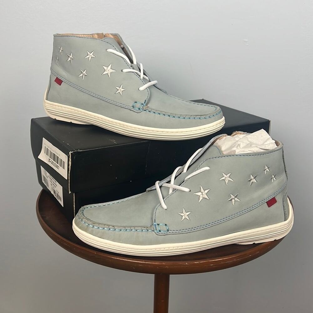 Marc Joseph Houston leather Bootie blue with embroidered stars size 5